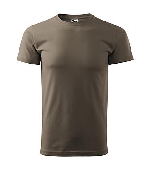 Unisex памучна тениска Elino в цвят каки снимка