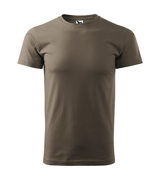 Unisex памучна тениска Elino в цвят каки снимка