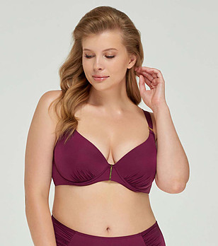 Горнище на бански в цвят бургунд с повдигащ ефект Karra снимка