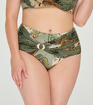 Зелено долнище на бански с принт и висока талия Olivia снимка