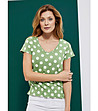 Зелена дамска памучна блуза на бели точки Berdina-0 снимка