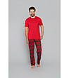 Памучна червена мъжка пижама с къс ръкав Narwik-0 снимка