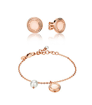 Комплект от обеци и гривна в розовозлатисто Sabrina снимка