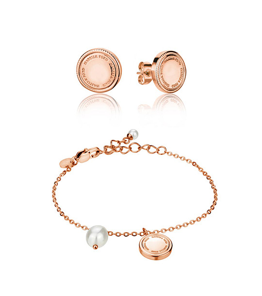 Комплект от обеци и гривна в розовозлатисто Sabrina снимка