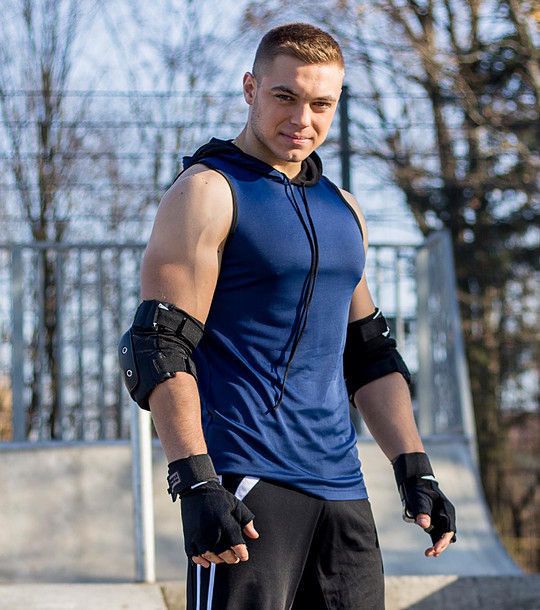 Mъжки суитшърт без ръкави в тъмносиньо и черно Streetmaster снимка