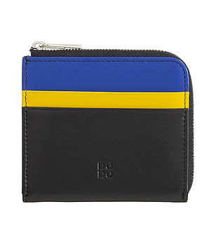 Черен кожен портфейл с многоцветни прегради Lombok снимка