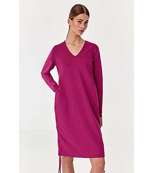 Памучна цикламена рокля с набори Hanna снимка