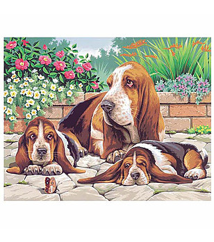 Картина за рисуване по номера Басети 40х30 см снимка