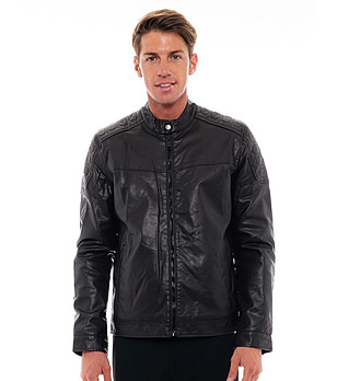 Мъжко тъмнокафяво яке Charles от еко кожа снимка