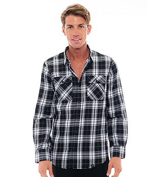 Мъжка карирана риза в черно и бяло Ignazio снимка