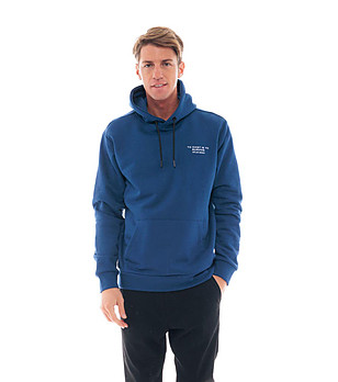 Мъжки памучен суитшърт в син нюанс с надпис при гърба Josto снимка