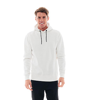 Мъжки памучен суитшърт в цвят слонова кост с надпис при гърба Acilio снимка