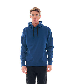 Мъжки памучен суитшърт в син нюанс с надпис при гърба Acilio снимка