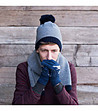 Тъмносини unisex ръкавици с еленче-1 снимка