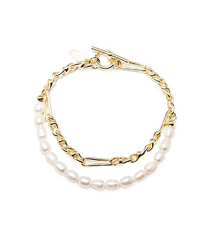 Дамска позлатена гривна със сладководна култивирана перла Dita снимка