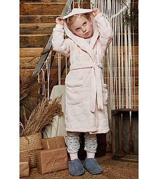 Детски халат в цвят пудра Drina снимка