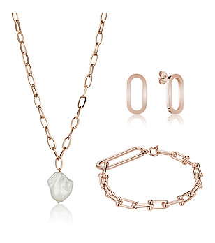 Розовозлатист комплект бижута от 3 части Rosemary снимка