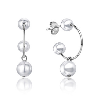 Сребристи дамски обеци с перли Klara снимка