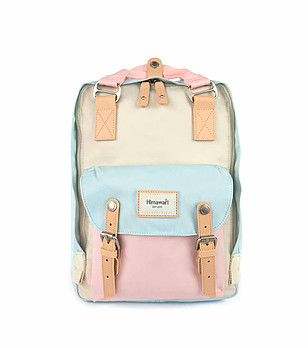 Unisex раница в екрю, розов и светлосиньо No.13 Double spring S снимка