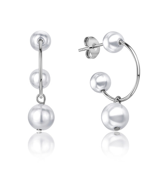 Сребристи дамски обеци с перли Klara снимка
