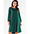 Клоширана тъмнозелена рокля Simona-0 снимка
