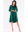 Клоширана тъмнозелена рокля Simona-1 снимка