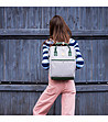 Unisex раница в сиво и зелено No.5 Plain M от водоотблъскваща материя-2 снимка