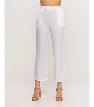 Бял дамски 7/8 панталон снимка