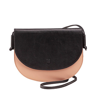 Кожена дамска чанта в черно и пудра Altea снимка