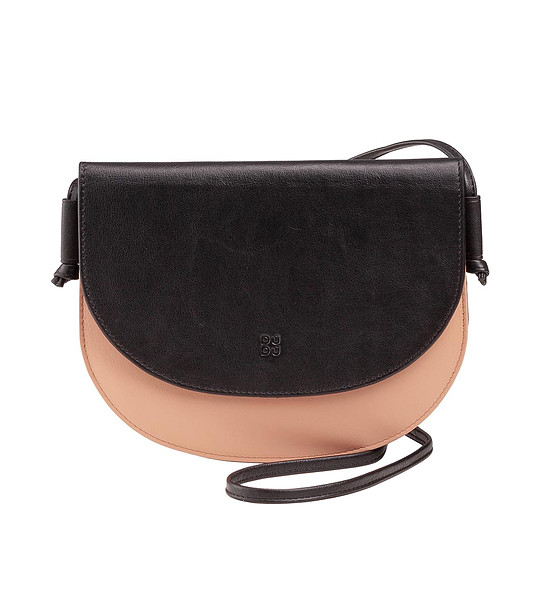 Кожена дамска чанта в черно и пудра Altea снимка