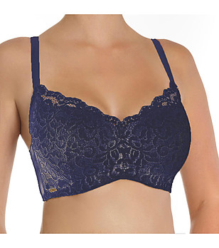 Дантелен тъмносин сутиен с банели Ella снимка