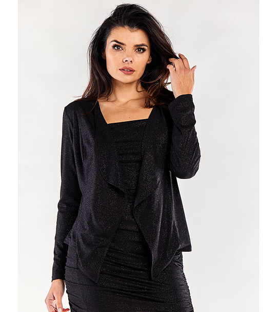 Черна дамска жилетка с лъскав ефект Indiasa снимка