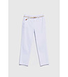 Бял памучен дамски панталон с колан Ledora-4 снимка