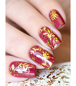 Стикери за нокти Gold Flowers снимка