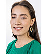 Дамски златисти обеци с елемент в черно и бяло Earrings-3 снимка
