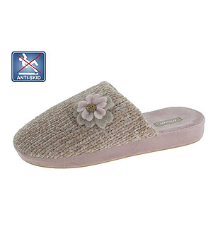 Бежови дамски домашни чехли Beige flower снимка