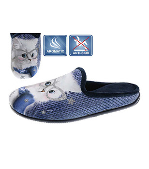 Сини дамски домашни чехли White Cat снимка