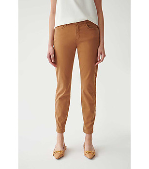 Дамски памучни дънки в цвят камел Dezira снимка