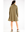 Трапецовидна памучна рокля в цвят маслина Felipa-1 снимка