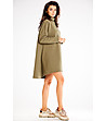 Трапецовидна памучна рокля в цвят маслина Felipa-4 снимка