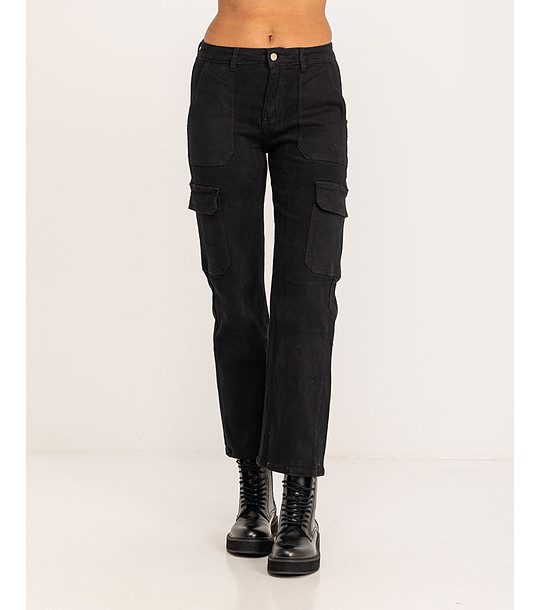 Памучни черни дамски карго дънки Arina снимка