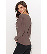 Дамска блуза в цвят мока с буфан ръкави Claret-2 снимка