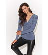 Дамска синя блуза с буфан ръкави Claret-1 снимка