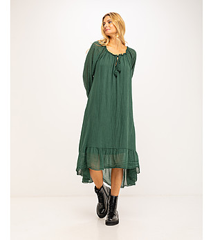 Зелена ефирна памучна рокля Dili снимка