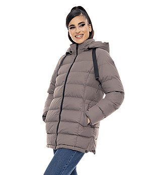 Дамско зимно яке в цвят таупе Ozana снимка