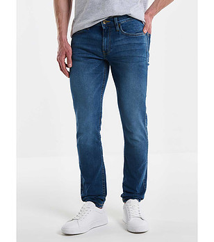 Памучни мъжки дънки в синьо Deric снимка