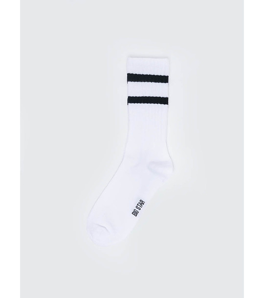Unisex чорапи в екрю с черни ленти Ribs снимка