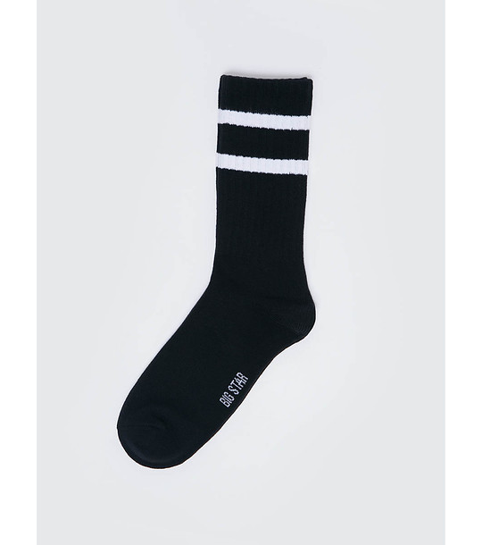 Unisex черни чорапи с бели ленти Ribs снимка