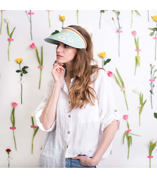 Козирка в цвят мента с маргаритки Crazy daisy! снимка