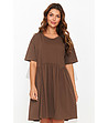 Памучна рокля в кафяв цвят Sandra-2 снимка